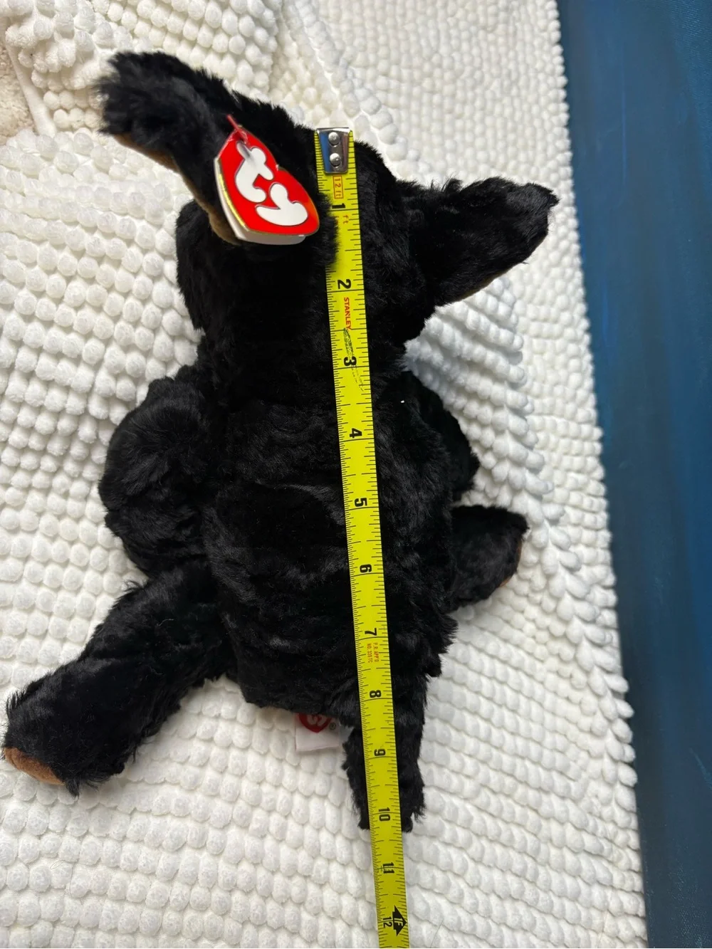 Ty 10” Pepper Black Plush Puppy Tan Ear Accents Collectible Beanie Baby Toy Dog
